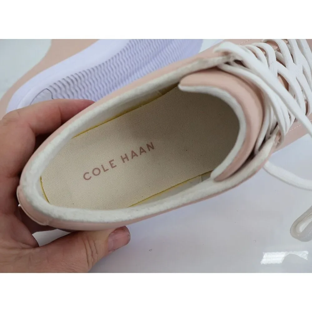 Cole Haan Women's Grand Crosscourt Sneaker Size 7 Nude Beige Lace Up Leather